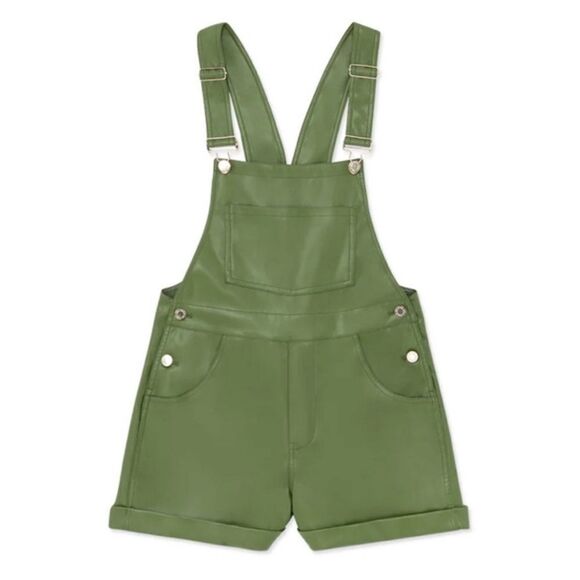 WeWoreWhat Green Faux Leather Short Overalls Small New with Tag - Picture 2 of 9